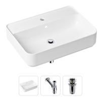 Комплект 3 в 1 Lavinia Boho Bathroom Sink 21520327: накладная фарфоровая раковина 60 см, металлический сифон, донный клапан