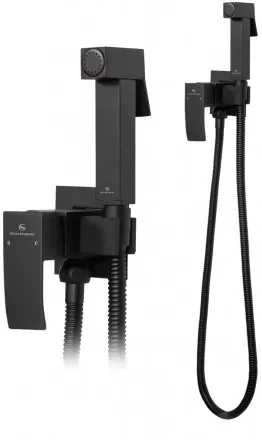 Смеситель встраиваемый с гигиеническим душем Grocenberg GB002 Черный матовый