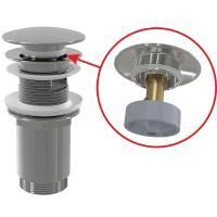 Водослив для умывальника Alcaplast click/clack 5/4", цельнометаллический с большой заглушкой, A392C