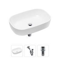 Комплект 3 в 1 Lavinia Boho Bathroom Sink 21520001: накладная фарфоровая раковина 54 см, металлический сифон, донный клапан