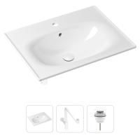 Комплект 3 в 1 Lavinia Boho Bathroom Sink 21520486: врезная фарфоровая раковина 60 см, металлический сифон, донный клапан