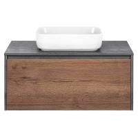 Тумба под раковину Vincea Mesa 1000 подвесная, 1 выкатной/1 скрытый ящик soft close, T.Oak + Beton