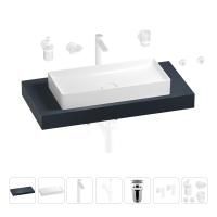 Раковина 75 см со столешницей 100 см Wellsee Pure BY Wellsee 201011575 в наборе 10 в 1: столешница, раковина, высокий смеситель, сифон, выпуск, кран-вентили, аксессуары (цвет матовый белый)
