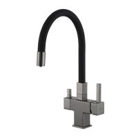 Смеситель для кухни с гибким изливом и подключением фильтра GAPPO G4395-39, оружейная сталь