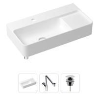Комплект 3 в 1 Lavinia Boho Bathroom Sink 21520533: накладная фарфоровая раковина 60 см, металлический сифон, донный клапан