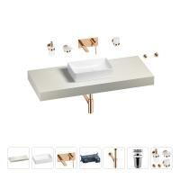 Раковина 42 см со столешницей 120 см Wellsee Pure BY Wellsee 201010904 в наборе 9 в 1: столешница, раковина, встраиваемый смеситель, сифон, выпуск, аксессуары (цвет набора розовое золото)