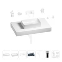 Раковина 42 см со столешницей 80 см Wellsee Pure BY Wellsee 201010785 в наборе 9 в 1: столешница, раковина, встраиваемый смеситель, сифон, выпуск, аксессуары (цвет набора матовый белый)