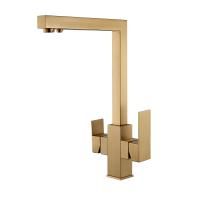 Смеситель для кухни с подключением фильтра Shevanik S148G, золотой сатин