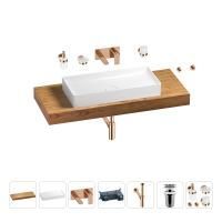 Раковина 75 см со столешницей 120 см Wellsee Pure BY Wellsee 201011724 в наборе 9 в 1: столешница, раковина, встраиваемый смеситель, сифон, выпуск, аксессуары (цвет набора розовое золото)