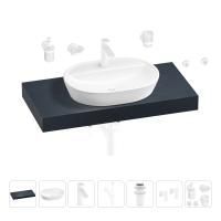 Раковина 60 см со столешницей 100 см Wellsee Calin 201007725 в наборе 10 в 1: столешница, раковина, смеситель, сифон, донный клапан, угловые вентили, аксессуары (цвет матовый белый)