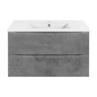 Тумба Vincea Mia 900 подвесная, 2 выкатных ящика soft close, Beton с умывальником VBS-13990 керамическая, цвет белый