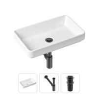 Комплект 3 в 1 Lavinia Boho Bathroom Sink 21520115: накладная фарфоровая раковина 55 см, металлический сифон, донный клапан