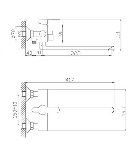Смеситель для ванны Haiba HB22801