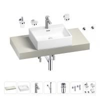 Раковина 50 см со столешницей 100 см Wellsee Graceful Pro 201012451 в наборе 10 в 1: столешница, раковина, смеситель, сифон, донный клапан, угловые вентили, аксессуары (цвет хром)