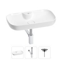 Раковина для ванной Wellsee Croquis 2.0 201001056 в наборе 3 в 1: овальная раковина белого глянцевого цвета, сифон, выпуск в цвете хром