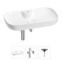 Раковина для ванной Wellsee Croquis 2.0 201001096 в наборе 3 в 1: овальная раковина белого глянцевого цвета, сифон, выпуск в цвете хром