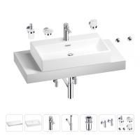 Раковина 70 см со столешницей 100 см Wellsee Graceful Pro 201012676 в наборе 10 в 1: столешница, раковина, смеситель, сифон, донный клапан, угловые вентили, аксессуары (цвет хром)