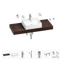 Раковина 50 см со столешницей 120 см Wellsee Graceful Pro 201012546 в наборе 10 в 1: столешница, раковина, смеситель, сифон, донный клапан, угловые вентили, аксессуары (цвет хром)