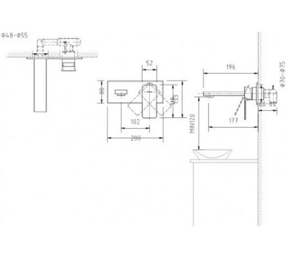 Смеситель для ванны и душа Bravat Phillis P69183C-ENG