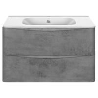 Тумба Vincea Paola 800 подвесная, 2 выкатных ящика soft close, Beton с умывальником VCB-2VP800W из искусственного камня, цвет белый