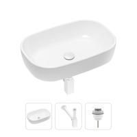 Комплект 3 в 1 Lavinia Boho Bathroom Sink 21520024: накладная фарфоровая раковина 54 см, металлический сифон, донный клапан