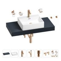 Раковина 50 см со столешницей 100 см Wellsee Graceful Pro 201012469 в наборе 10 в 1: столешница, раковина, смеситель, сифон, донный клапан, угловые вентили, аксессуары (цвет розовое золото)