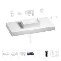 Раковина 42 см со столешницей 100 см Wellsee Pure BY Wellsee 201010870 в наборе 9 в 1: столешница, раковина, встраиваемый смеситель, сифон, выпуск, аксессуары (цвет набора матовый белый)