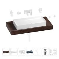Раковина 75 см со столешницей 100 см Wellsee Pure BY Wellsee 201011625 в наборе 9 в 1: столешница, раковина, встраиваемый смеситель, сифон, выпуск, аксессуары (цвет набора матовый белый)