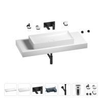 Раковина 75 см со столешницей 120 см Wellsee Pure BY Wellsee 201011762 в наборе 9 в 1: столешница, раковина, встраиваемый смеситель, сифон, выпуск, аксессуары (цвет набора матовый черный)