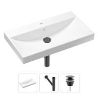 Комплект 3 в 1 Lavinia Boho Bathroom Sink 21520623: врезная фарфоровая раковина 80 см, металлический сифон, донный клапан