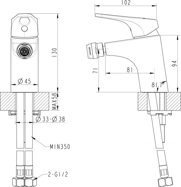 Смеситель для биде Bravat Drop-D F348162C