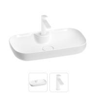 Раковина для ванной Wellsee Croquis 2.0 201000615 в наборе 2 в 1: овальная раковина белого глянцевого цвета, смеситель в цвете матовый белый