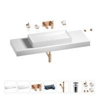 Раковина 75 см со столешницей 140 см Wellsee Pure BY Wellsee 201011884 в наборе 9 в 1: столешница, раковина, встраиваемый смеситель, сифон, выпуск, аксессуары (цвет набора розовое золото)