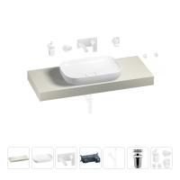 Раковина 60 см со столешницей 120 см Wellsee Croquis 201008145 в наборе 9 в 1: столешница, раковина, встраиваемый смеситель, сифон, выпуск, аксессуары (цвет набора матовый белый)