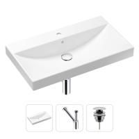 Комплект 3 в 1 Lavinia Boho Bathroom Sink 21520601: врезная фарфоровая раковина 80 см, металлический сифон, донный клапан
