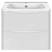Тумба Vincea Paola 600 подвесная, 2 выкатных ящика soft close, G.White с умывальником VCB-2VP600W из искуственного камня, цвет белый