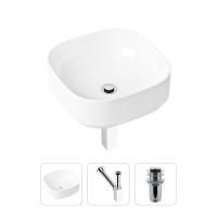 Комплект 3 в 1 Lavinia Boho Bathroom Sink 21520231: накладная фарфоровая раковина 40 см, металлический сифон, донный клапан