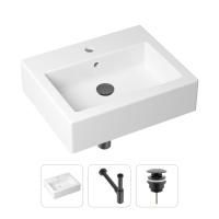 Комплект 3 в 1 Lavinia Boho Bathroom Sink 21520657: накладная фарфоровая раковина 50.5 см, металлический сифон, донный клапан
