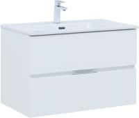 Тумба под раковину Aquanet Алвита New 80 2 ящика, белый матовый
