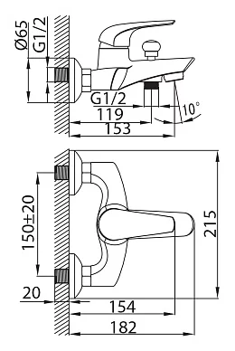 Смеситель для ванны Milardo Baffin BA23209CK MI
