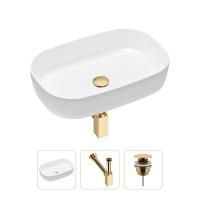Комплект 3 в 1 Lavinia Boho Bathroom Sink 21520074: накладная фарфоровая раковина 54 см, металлический сифон, донный клапан
