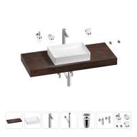 Раковина 50 см со столешницей 120 см Wellsee Pure BY Wellsee 201011371 в наборе 10 в 1: столешница, раковина, высокий смеситель, сифон, выпуск, кран-вентили, аксессуары (цвет хром)
