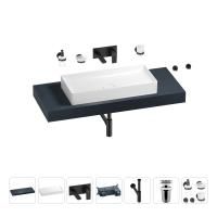 Раковина 75 см со столешницей 120 см Wellsee Pure BY Wellsee 201011702 в наборе 9 в 1: столешница, раковина, встраиваемый смеситель, сифон, выпуск, аксессуары (цвет набора матовый черный)