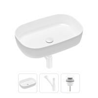 Комплект 3 в 1 Lavinia Boho Bathroom Sink 21520068: накладная фарфоровая раковина 54 см, металлический сифон, донный клапан