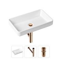 Комплект 3 в 1 Lavinia Boho Bathroom Sink 21520139: накладная фарфоровая раковина 55 см, металлический сифон, донный клапан
