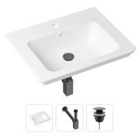 Комплект 3 в 1 Lavinia Boho Bathroom Sink 21520396: врезная фарфоровая раковина 60 см, металлический сифон, донный клапан