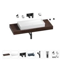Раковина 75 см со столешницей 120 см Wellsee Pure BY Wellsee 201011742 в наборе 9 в 1: столешница, раковина, встраиваемый смеситель, сифон, выпуск, аксессуары (цвет набора матовый черный)