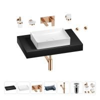 Раковина 50 см со столешницей 80 см Wellsee Pure BY Wellsee 201011184 в наборе 9 в 1: столешница, раковина, встраиваемый смеситель, сифон, выпуск, аксессуары (цвет набора розовое золото)