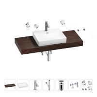 Раковина 55 см со столешницей 120 см Wellsee DeSire 201013561 в наборе 10 в 1: столешница, раковина, смеситель, сифон, выпуск, угловые вентили, аксессуары (цвет хром)