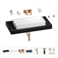 Раковина 75 см со столешницей 100 см Wellsee Pure BY Wellsee 201011664 в наборе 9 в 1: столешница, раковина, встраиваемый смеситель, сифон, выпуск, аксессуары (цвет набора розовое золото)